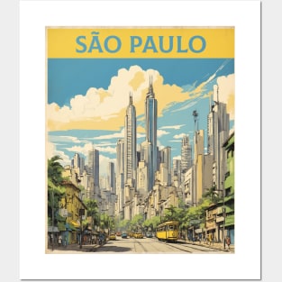 Sao Paulo Brazil Vintage Tourism Travel Poster Posters and Art
